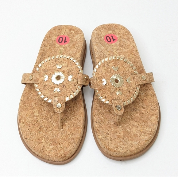 Jack Rogers Collins Cork Sandals, Tan/Gold, Women's 10 - Picture 3 of 6